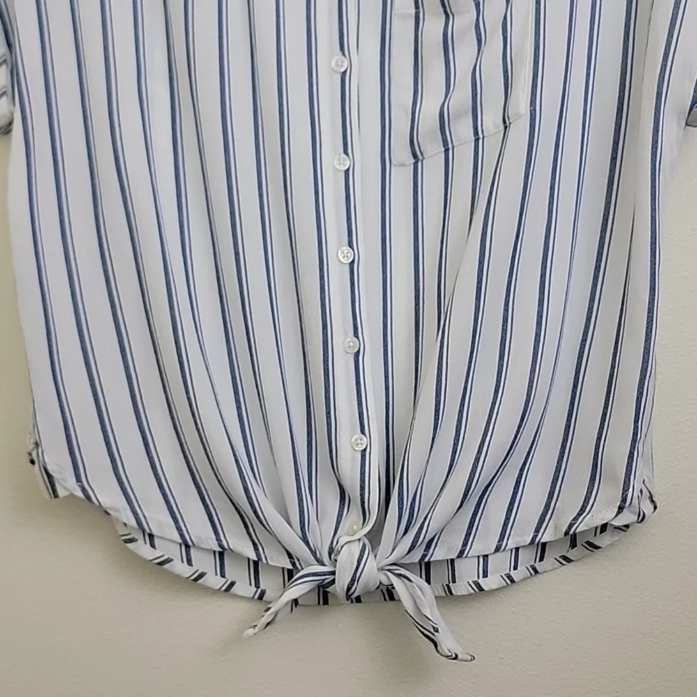 Justice Blue & White Striped Short Sleeve Top 12